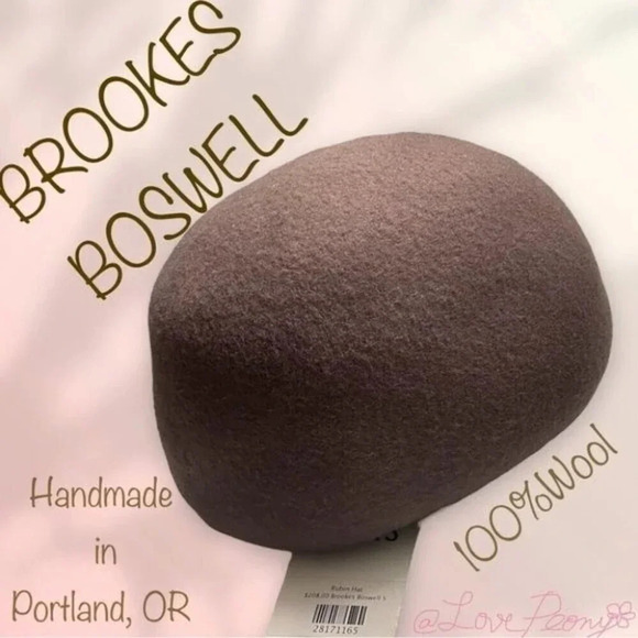 BROOKES BOSWELL RUBIN HAT Wool Beret Structured Hat Mocha Mousse Brown - Picture 2 of 10